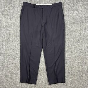 Joseph & Feiss‎ Gold Mens Dress Pants 38x30 Navy Flat Front Wool Blend Mid Rise